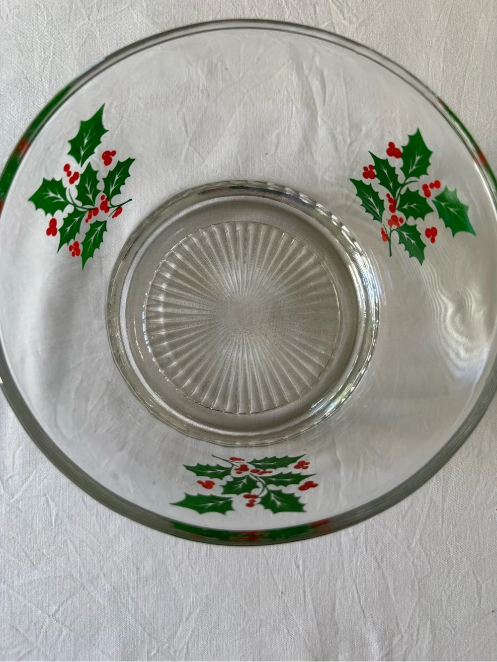 Vintage Indiana Glass Holly Berry Clear Glass Bowl | Ice Bucket | 1960s HTF